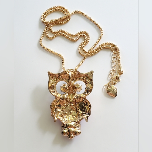 Betsey Johnson Necklace with Rhinestone Owl Pendant - Picture 3 of 3